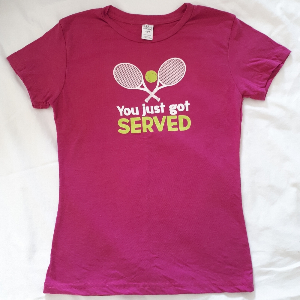 Girls Pink Tennis Themed T-shirt